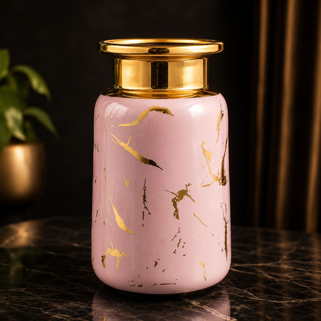 Luxury Pink Marble Ceramic Vase