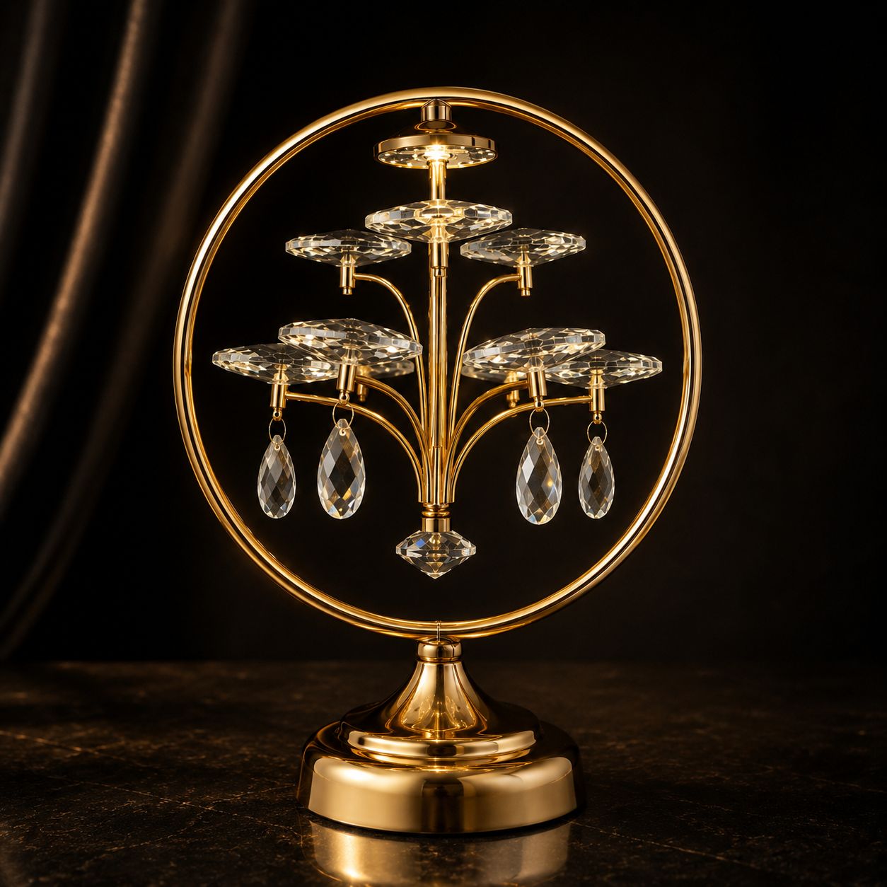 Luxury Crystal LED Ring Table Lamp